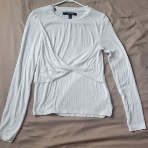 Joe's Jeans  White Long-Sleeve Twist-Front Tee